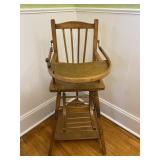 Vintage Wooden Baby High Chair