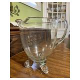 Clear 3 Footed Glass Pitcher