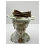 Green & White Lady Head Vase