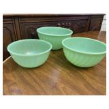 Fire King Green Jadeite Mixing Bowls Set of 3