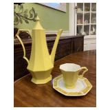 Yellow Teapot Cup & Saucer Set Vintage Ironstone