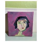 Purple Lady Black Hair Original Art Painting