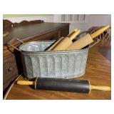 Set of 4 Rolling Pins & Metal Storage Container