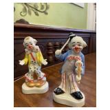 Homco Glass Clown Figurines Pair of 2
