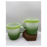 Fire King Green & White Coffee Cups