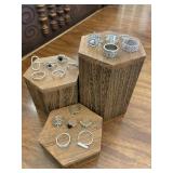 Ladies Fashion Rings Black Stones & Silver Tone