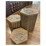 Ladies Fashion Rings Blue Stones & Silver Tone