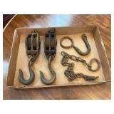 Old Heavy Metal Pulleys & Chain
