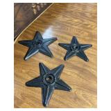3 Black Heavy Metal 5 Point Stars