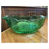 Green Emerald Glass Serving Bowl