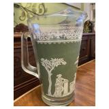 Green Wedgewood Glass Pitcher Greek Style