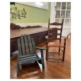 Set of 2 Wooden Miniature Doll Chairs