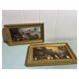 Bird & Guinea Pig Prints Gold Frames