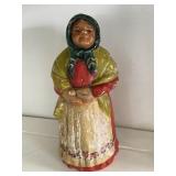 Old Lady with Bonnet Chalkware Figurine