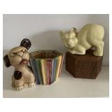 Set of 2 Small Vintage Dog Planters