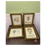 Set of 4 Vintage Hot Air Balloon Prints