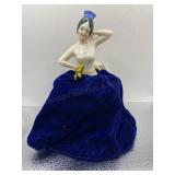Lady in Blue Dress Perfume Bottle Cover Vintage