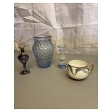 Blue Vase Perfume Bottles & Tea Cup