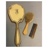 Hand Mirror Brush & Comb Set Vintage