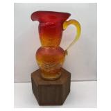 Small Amberina Crackle Glass Pitcher