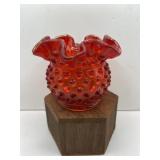 Fenton Small Red Hobnail Vase