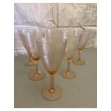 Pink Depression Wine Glasses Set of 6