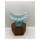 Fenton Blue Hobnail Small Vase Vintage