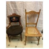 Needlepoint & Cane Bottom Vintage Chairs