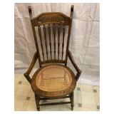 Cane Bottom Wooden Vintage Armchair