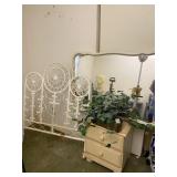 Wicker Headboard Mirror & Night Stand Combo