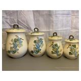 Set of 4 Kitchen Canisters Grape Accent