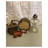 Coffee Grinder Oil LAmp & Old Toys