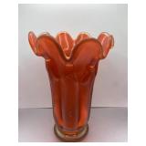 Red Viking Glass Vase Ruffle Neck MCM