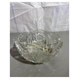 Vintage Clear Cut Glass Serving Bowl Large