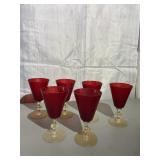 Ruby Red Wine Glasses Set of 6 Vintage Barware