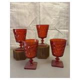 Set of 4 Ruby Red Imperial Glass Goblets