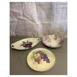 Purple Fruit Theme Serving Dishes Inc Lefton