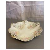 Vintage Bavarian Serving Dish Pink Flower Accent
