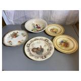 Set of 4 Decorative Plates & 1 Bowl Vintage