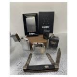 Pocket Knife & 4 Lighters Inc Zippo