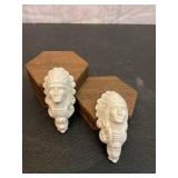 Set of 2 Small Chalkware Native American Indian