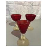 Ruby Red Cocktail Glasses Set of 3