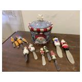 Snowman Cookie Jar & Holiday Utensil Set