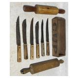 Knives, Rolling Pins & Wooden Box