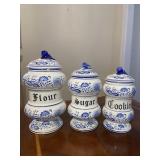 Vintage Ceramic Blue Onion Pattern Jars