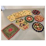 Vintage Straw Trivets & Woven Serving Accessories