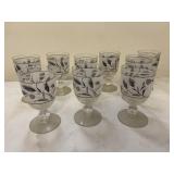 Vintage Frosted Clear Glass Stemware Glasses