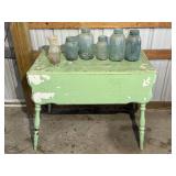 Primitive Farm Table & Ball Jars