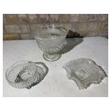 Set of 3 Clear Glass Dishes Vintage