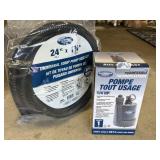 New Superior 1/4 hp Sump Pump & Hose